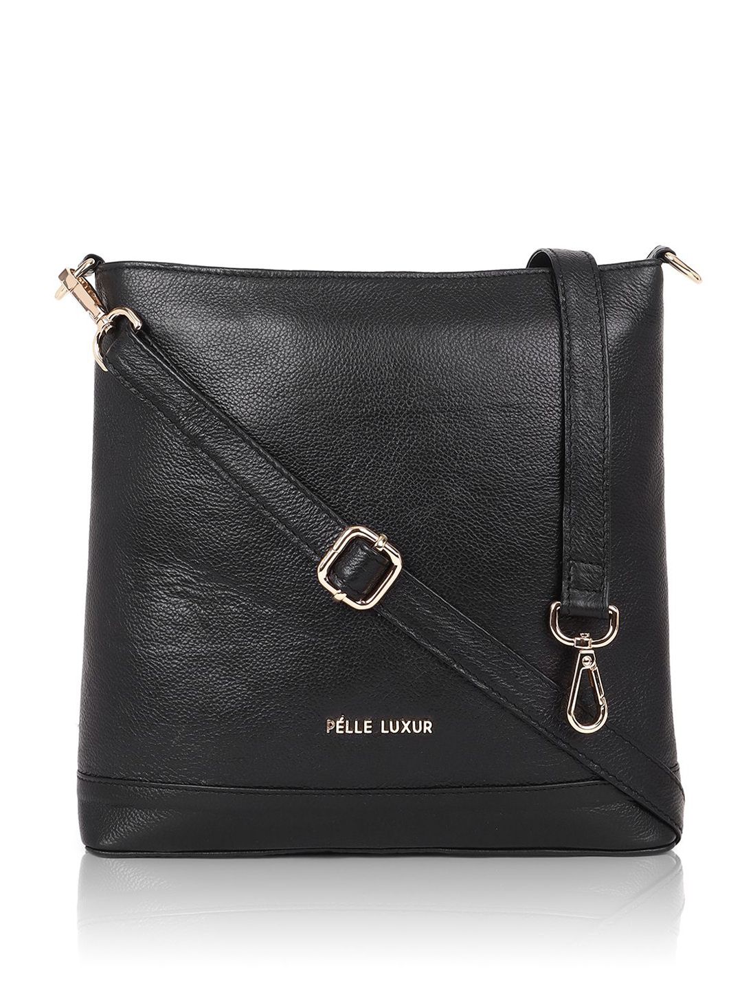 PELLE LUXUR Textured Leather Structured Sling Bag-picture-16
