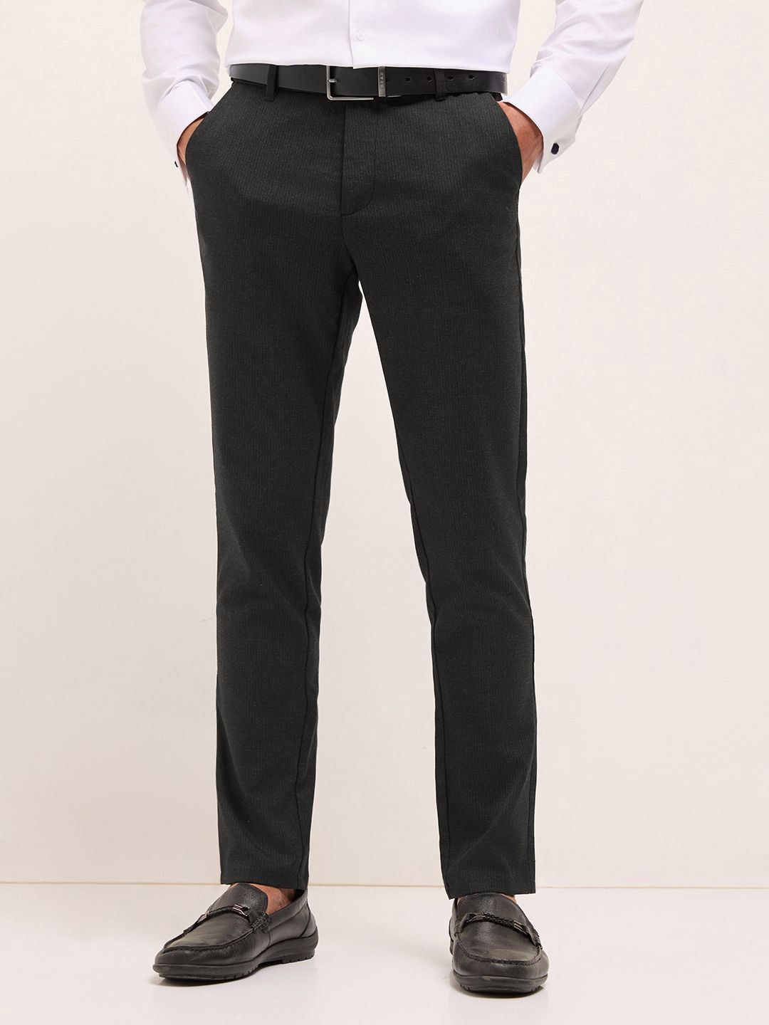 THE BEAR HOUSE Men Striped Slim Fit Trousers