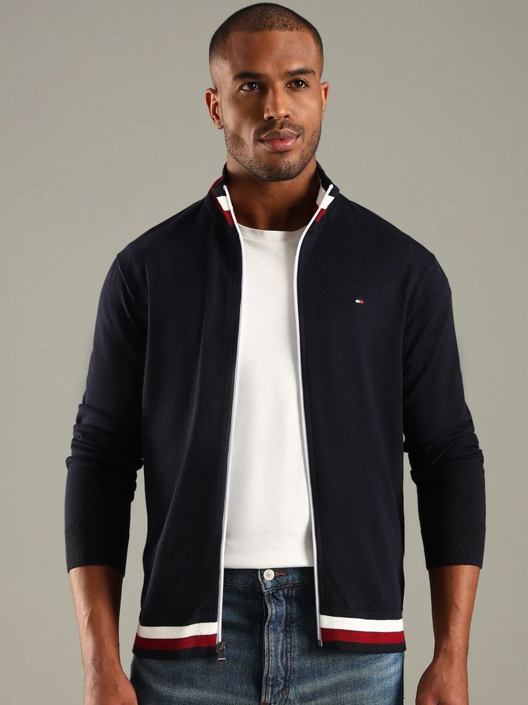 Tommy Hilfiger Men Mock Collar Pure Cotton Solid Tailored Jacket-picture-22