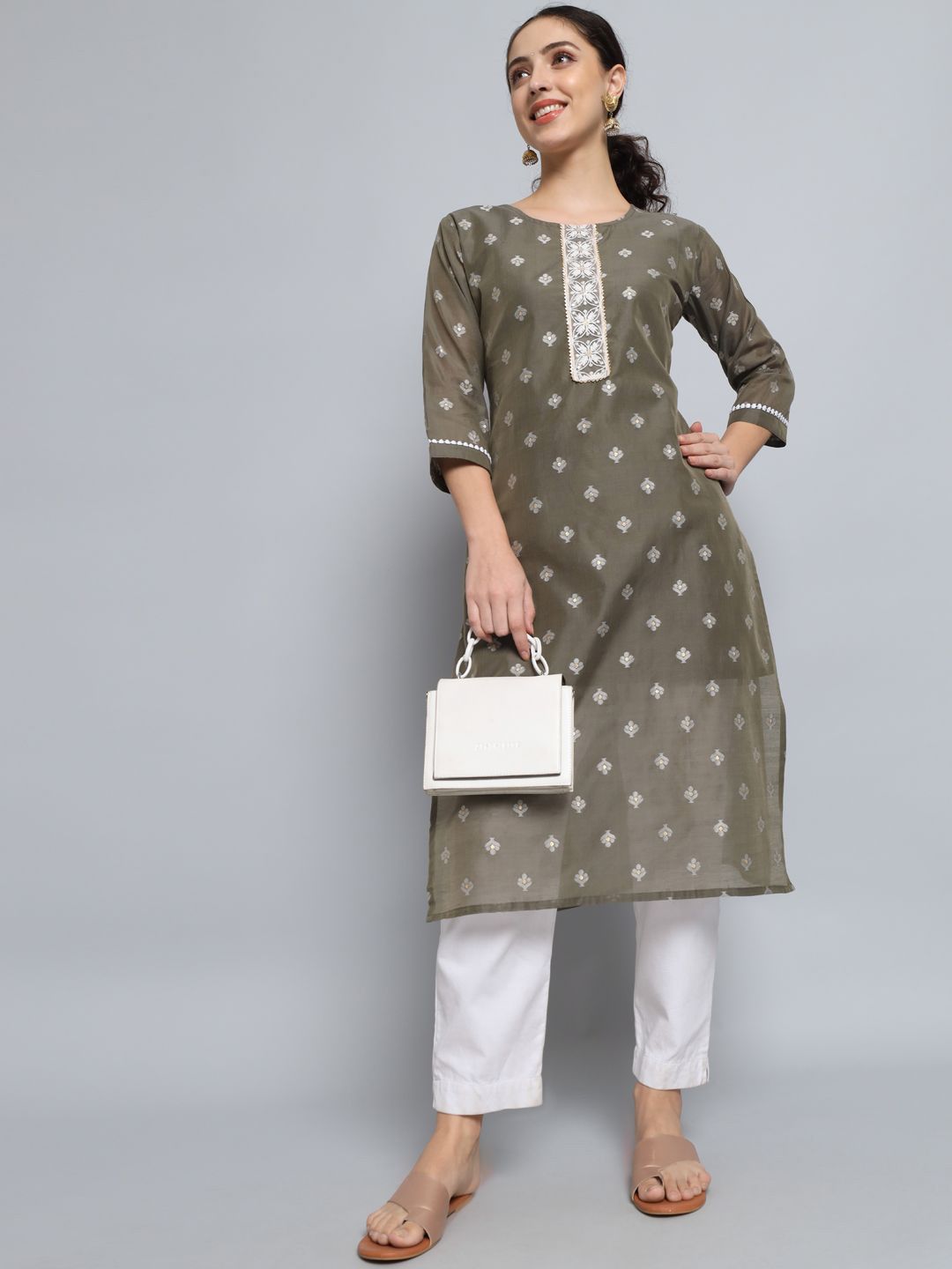 VredeVogel Kurta Donna In Misto Seta Con Dupanta Ricamata - Abito Tradizionale Elegante, Taglie S-2XL