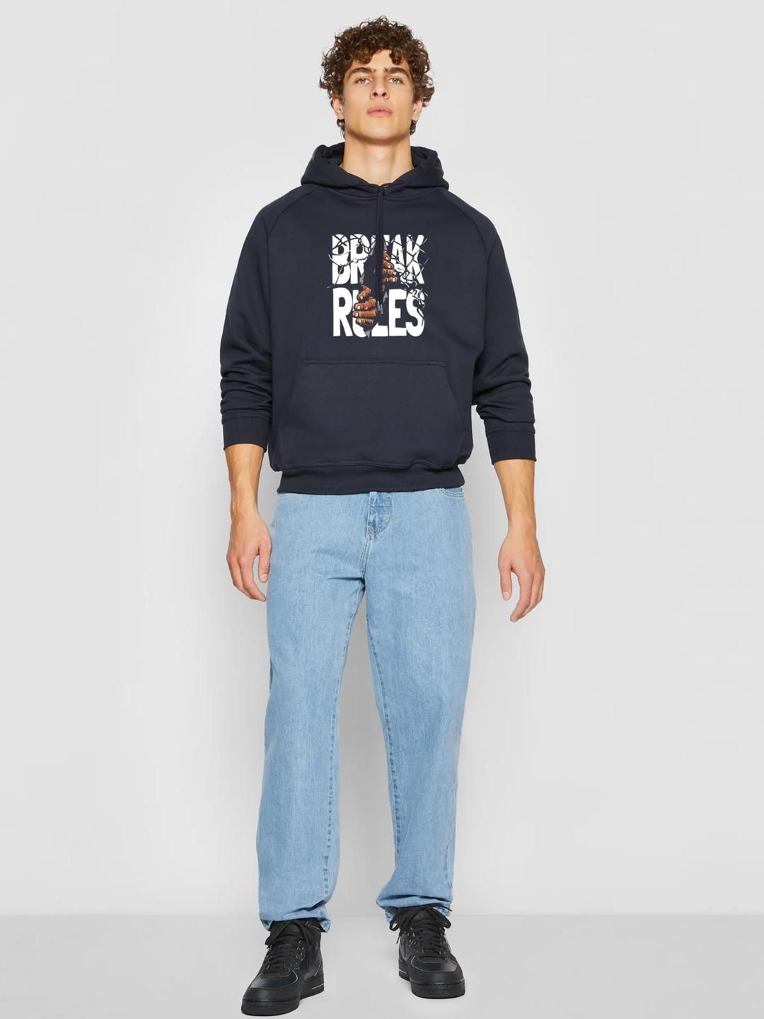 Moda Rapido Men Navy Blue Printed Hooded Sweatshirt-picture-15
