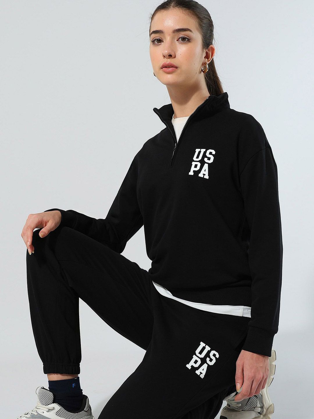 U.S. Polo Assn. Women Women Half Zipper Hooded Sweatshirt-picture-54