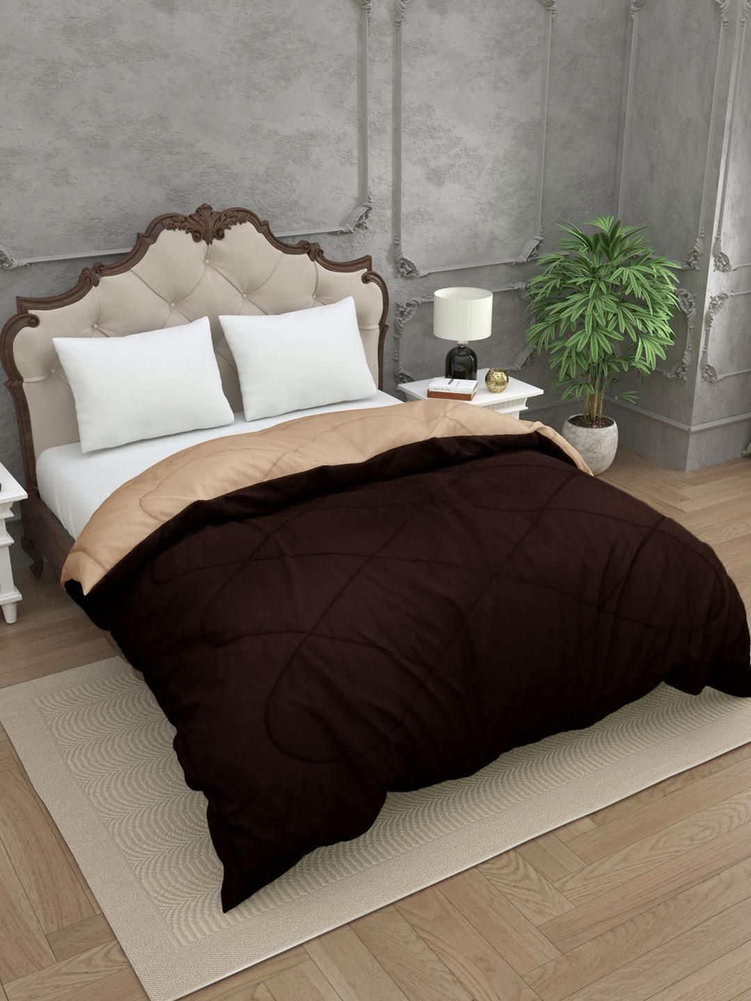 Myntra Elegant Homes Brown Microfiber 210 GSM Double Bed Comforter-picture-38