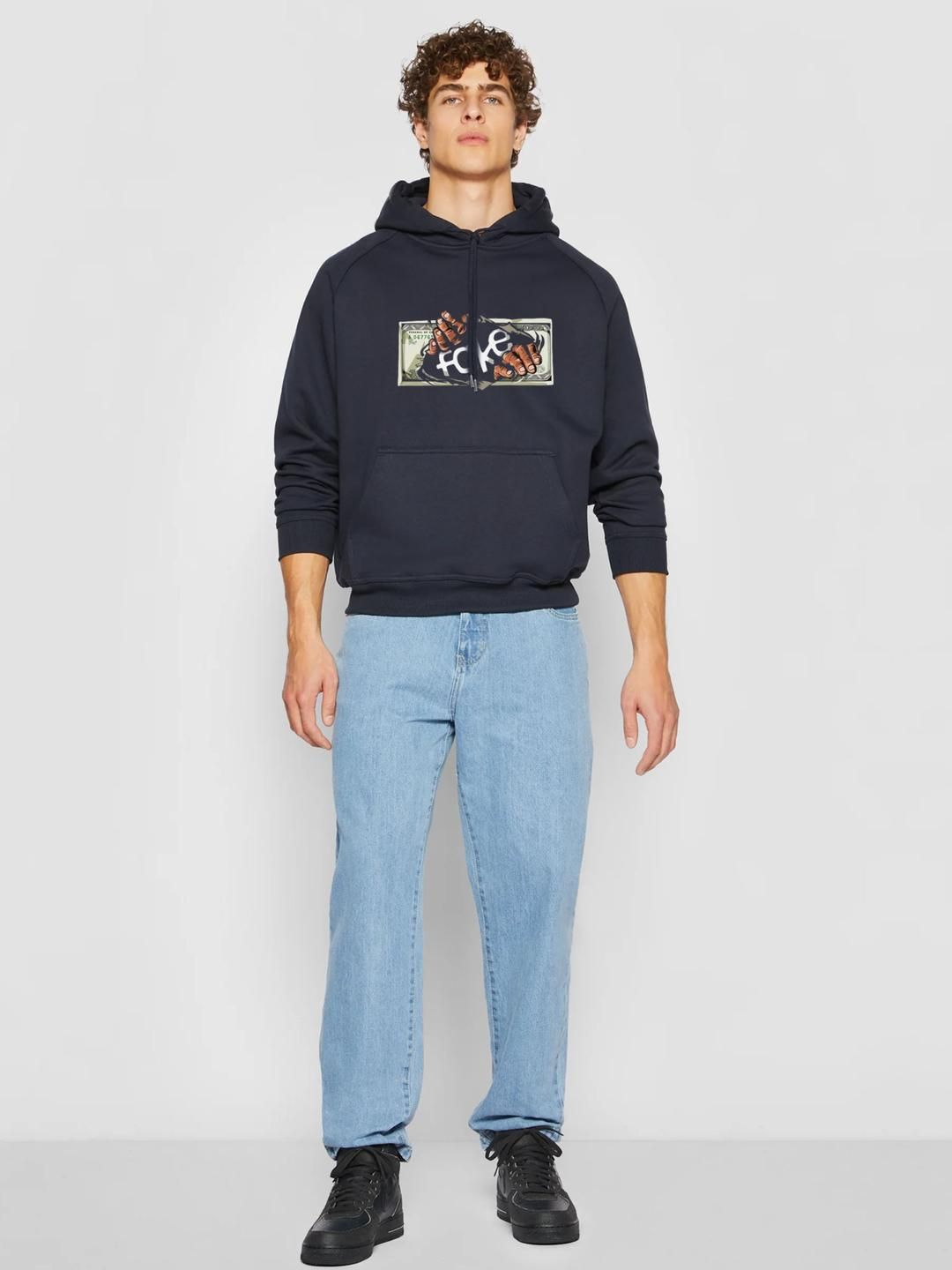 Moda Rapido Men Navy Blue Graphic Printed Hooded Fleece Sweatshirt-picture-12