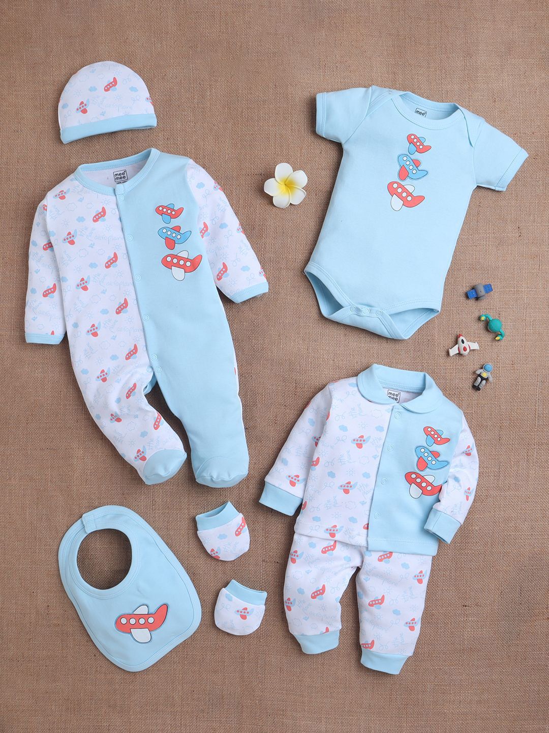 MeeMee Infants 7-Pcs Pure Cotton Baby Apparel Gift Set