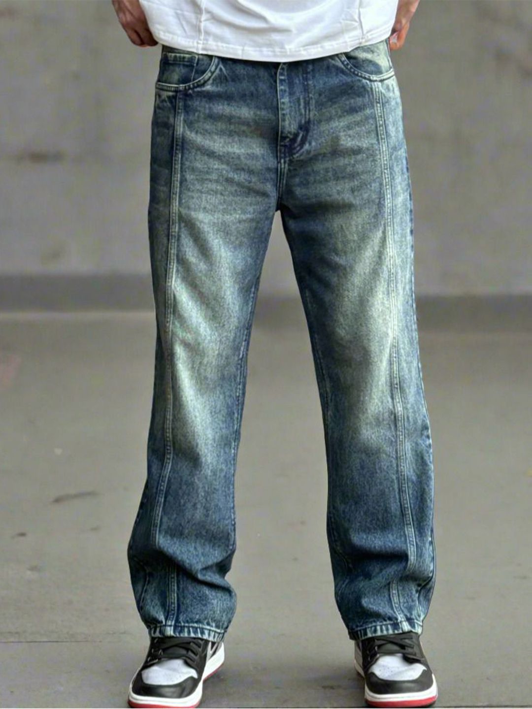 Off Duty India Men Blue Tinted Super Baggy Cotton Jeans-picture-56