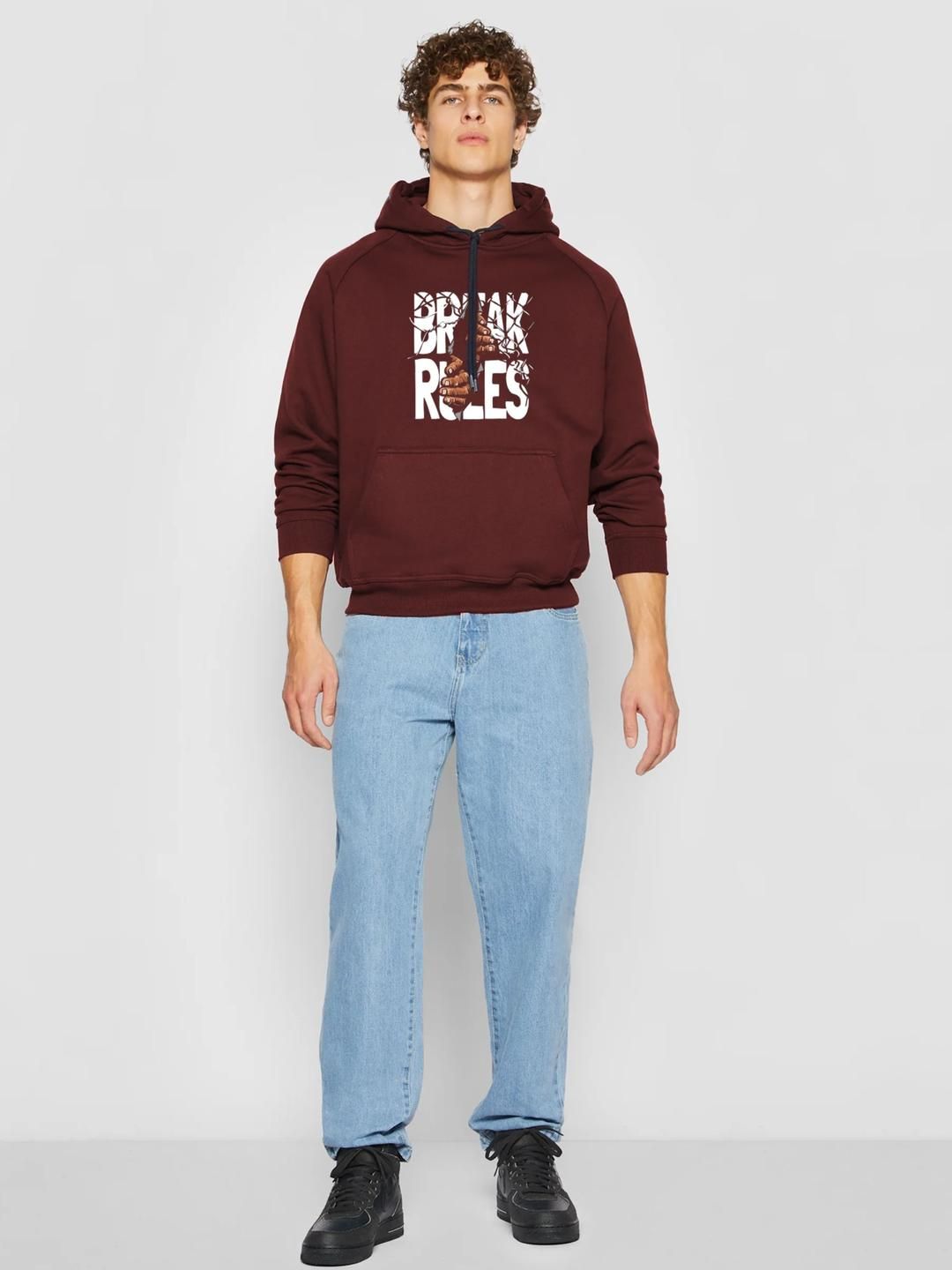 Moda Rapido Men Maroon Printed Hooded Sweatshirt-picture-37