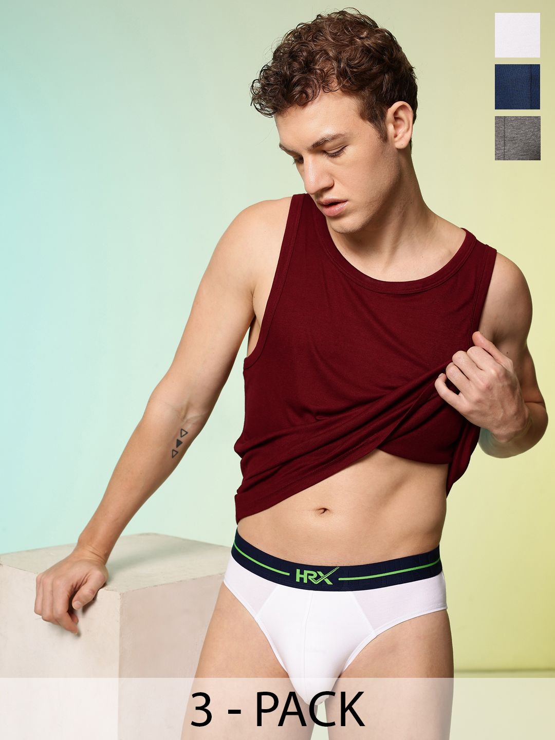 HRX by Hrithik Roshan Men Pack Of 3 Anti-Microbial Briefs HRX_SS25_M_BRF_CS3_001_A