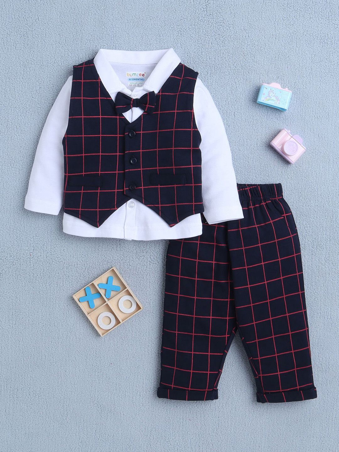 BUMZEE Boys Long Sleeves Pure Cotton Shirt With Trousers & Waistcoat-picture-46