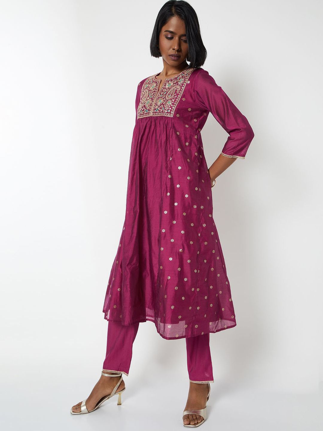 max Women Embroidered Regular Straight Kurta with Trouser