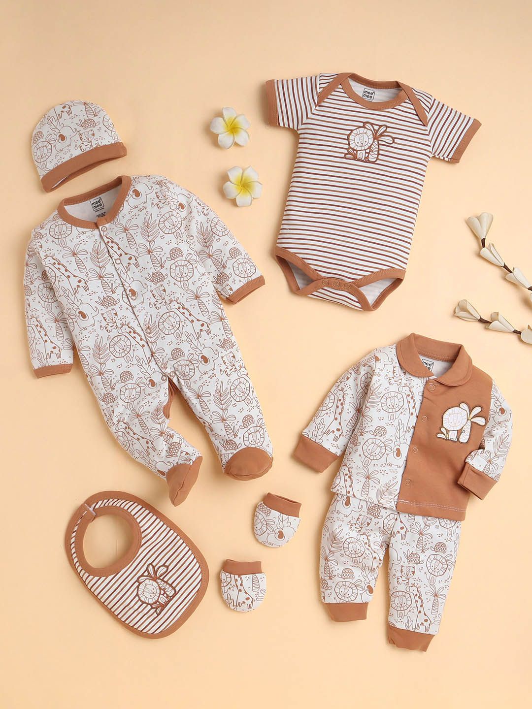 MeeMee Infants 7-Pcs Pure Cotton Baby Apparel Gift Set