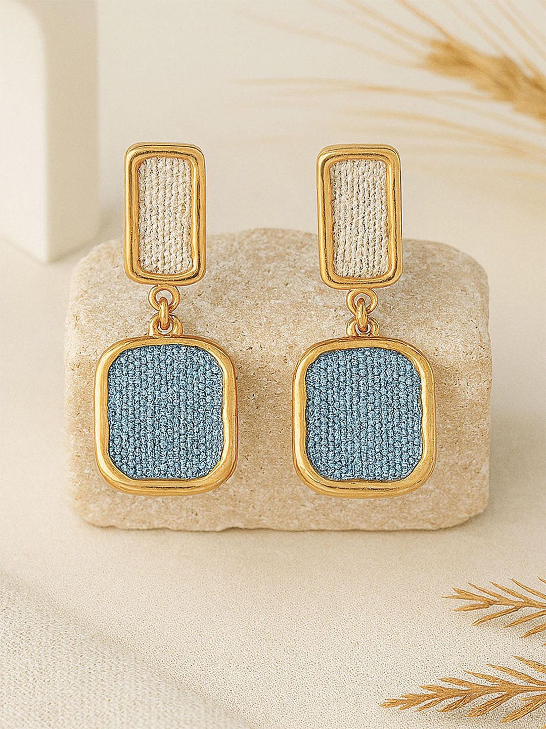 Bohey by KARATCART Gold-Plated Square Shaped Drop Earrings-picture-16