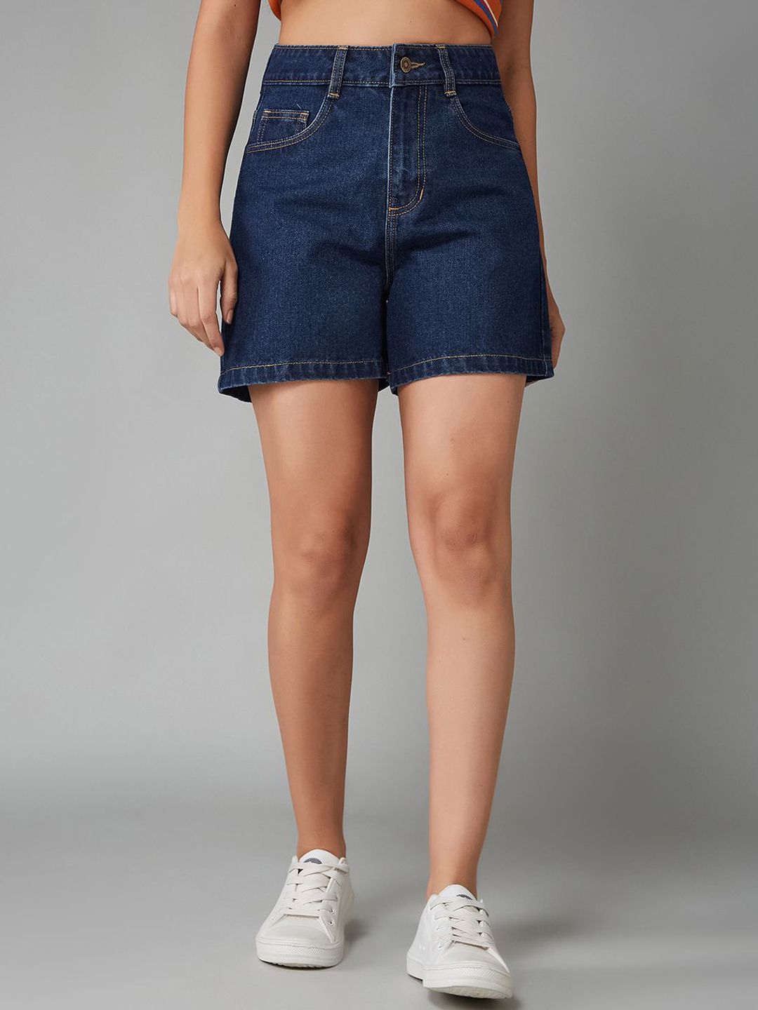 DOLCE CRUDO Women Loose Fit High-Rise Denim Denim Shorts-picture-13