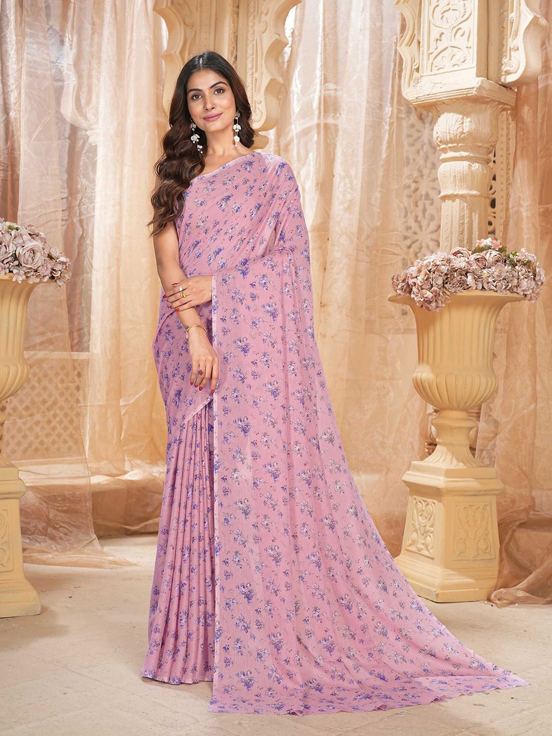 Garden Vareli Floral Printed Pure Chiffon Saree-picture-39