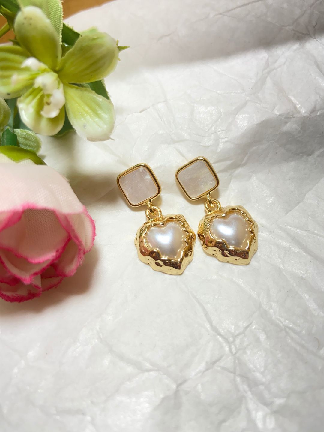 the  pure virgo The Pure Virgo Golden plated Heart Shaped Drop Earrings-picture-21