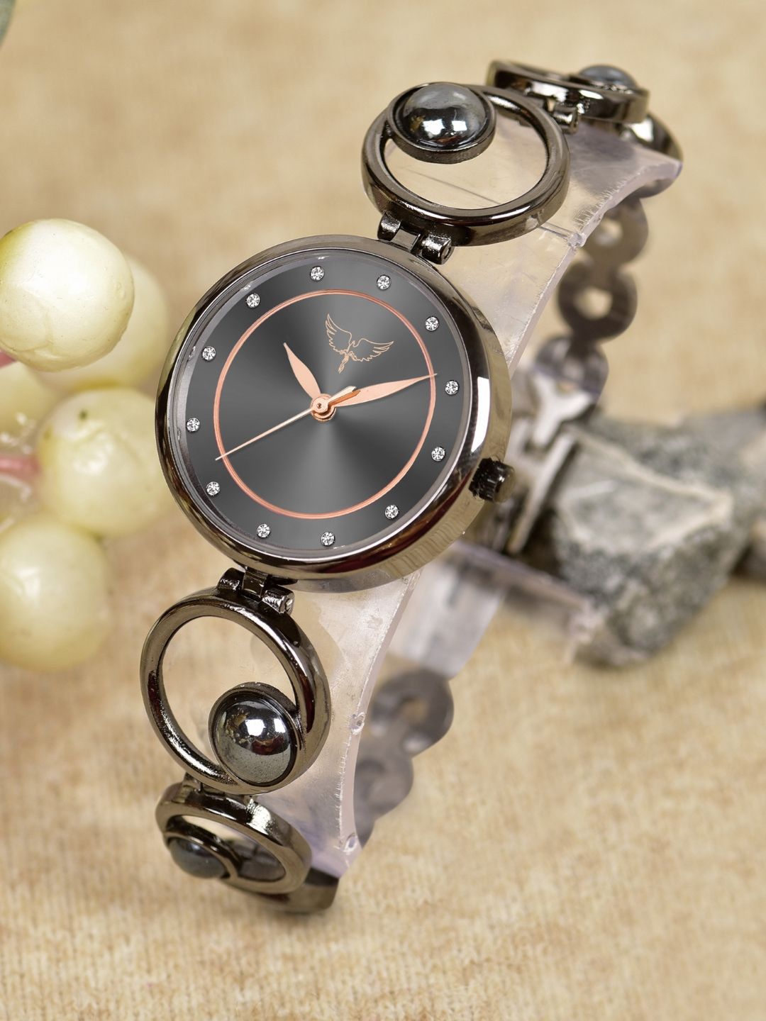 WHITE BIRD Women Floating Pearl Detailing Elegant Dial Analog Timepiece Watch 6025 Grey-picture-18