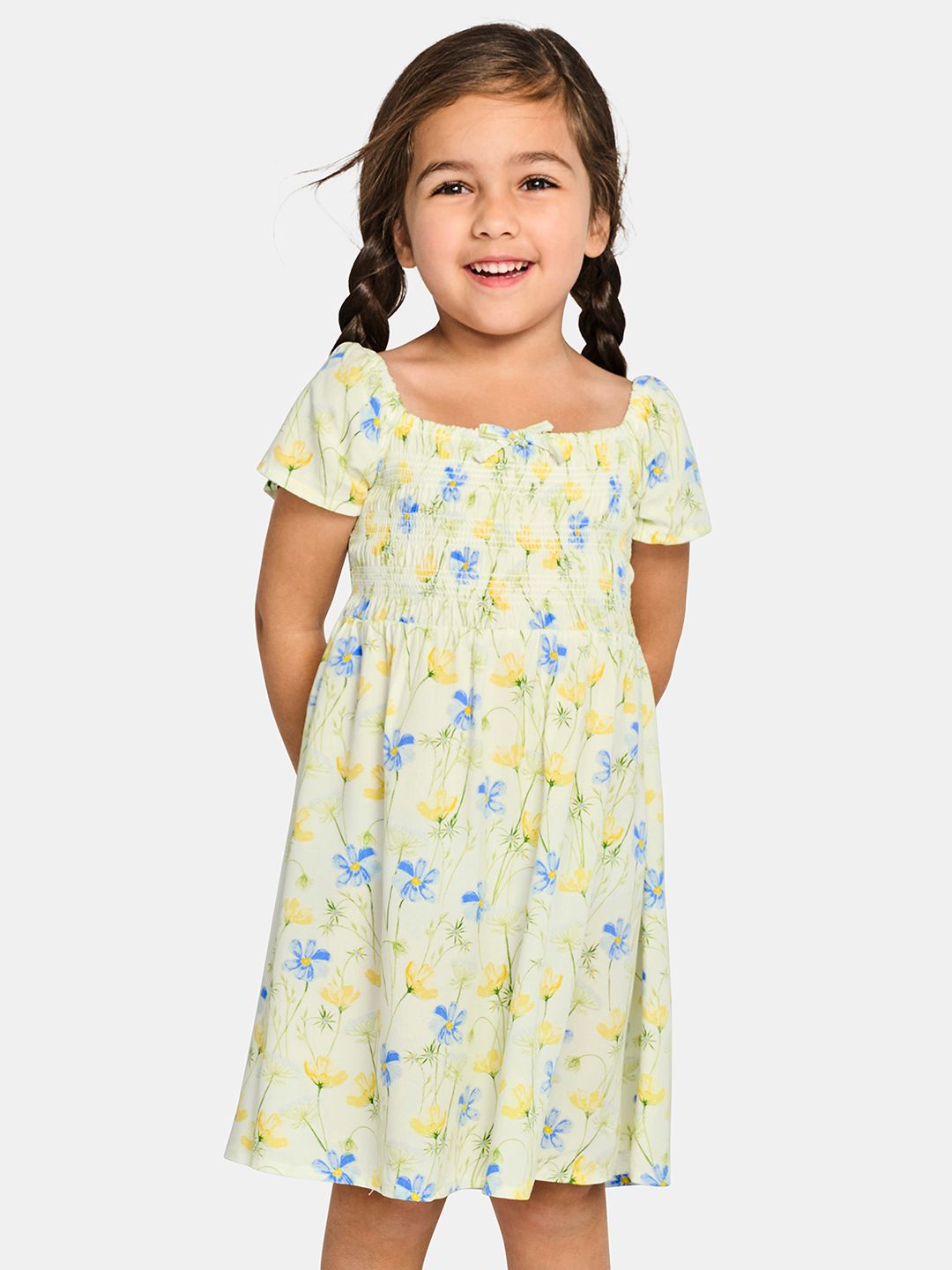 THE CHILDREN'S PLACE Floral Print Smocked Dress with Bow Detail-picture-27