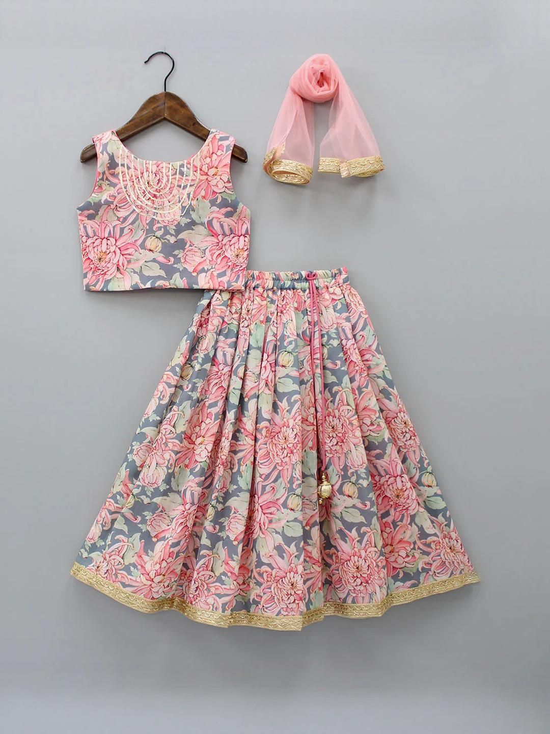 YK Girls Ready to Wear Lehenga Choli Set With Net Dupatta