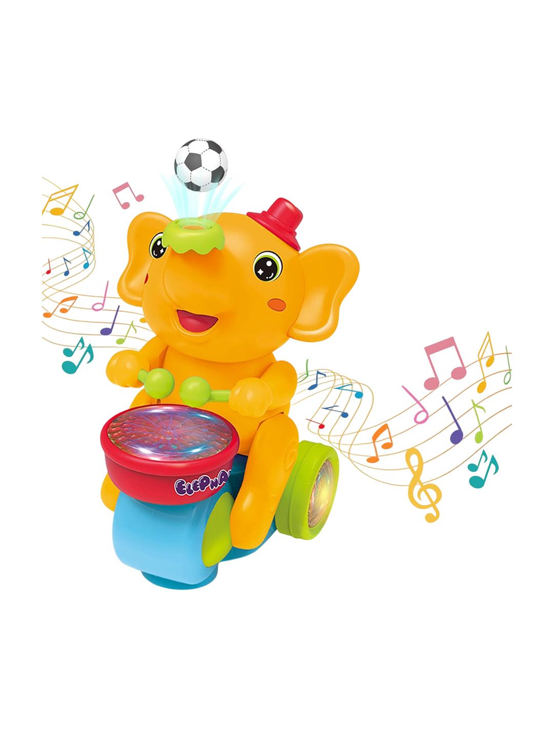 OPINA Walking & Drum Playing Elephant Musician Toy With 2 Ball Electric Toys-image-23