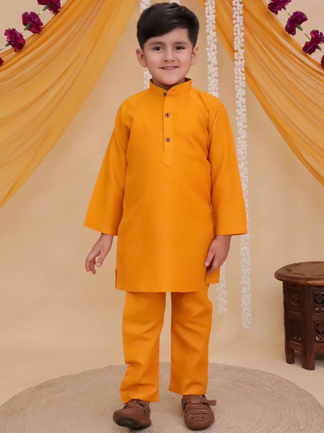 Aj DEZInES Boys Solid Cotton Kurta with Pyjama-picture-55