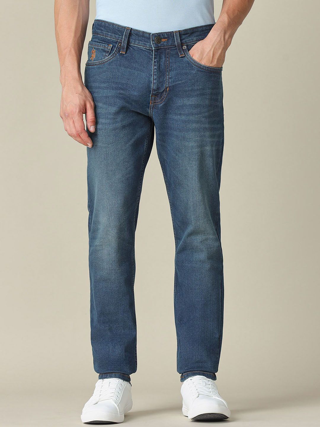 U.S. Polo Assn. Denim Co. Men Tapered Fit Mid-Rise Light Fade Stretchable Jeans-picture-44