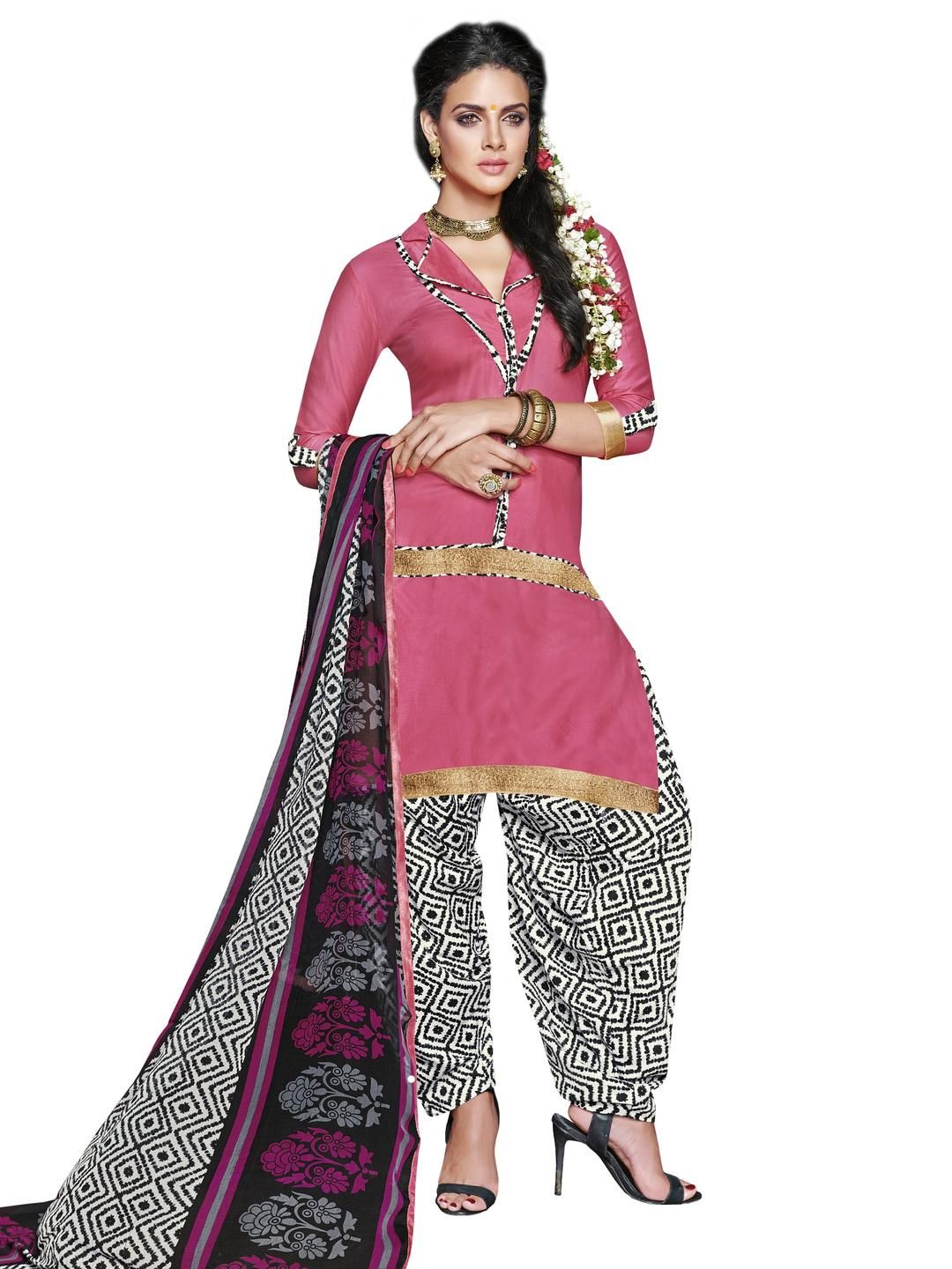 Moda Rapido Women Peach Printed Silk Georgette Semi-Stitched Dress Material-picture-24