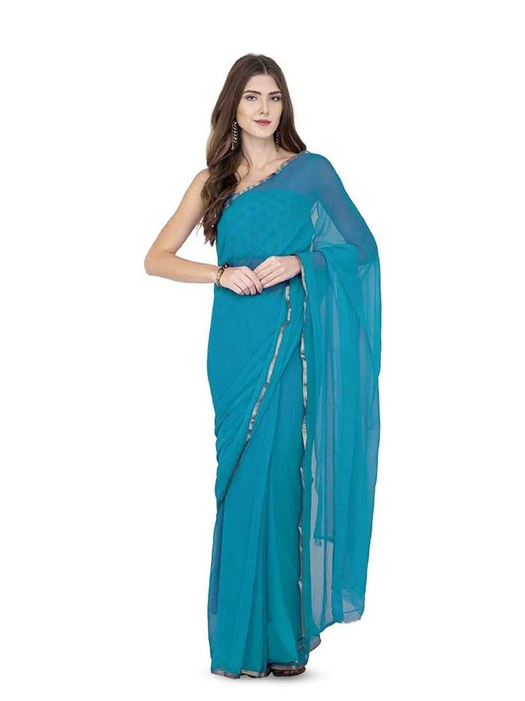 DURGA EMPORIO Zari Pure Chiffon Saree With Blouse-picture-18