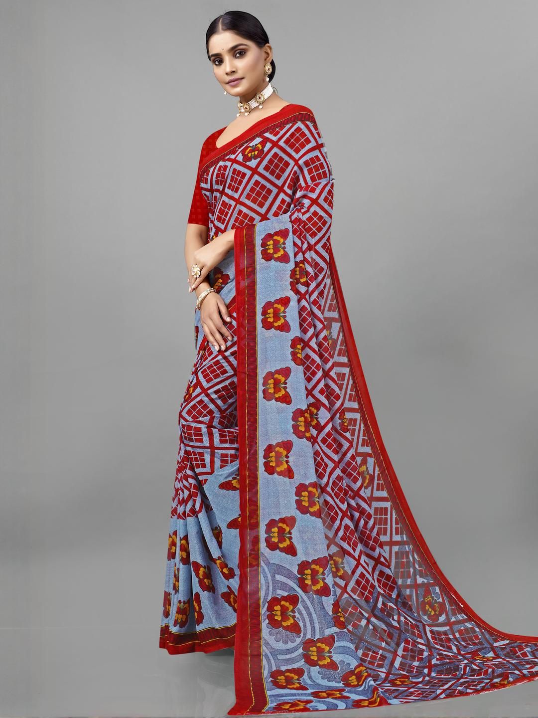 KANOODA Ethnic Motifs Printed Pure Georgette Saree-picture-35