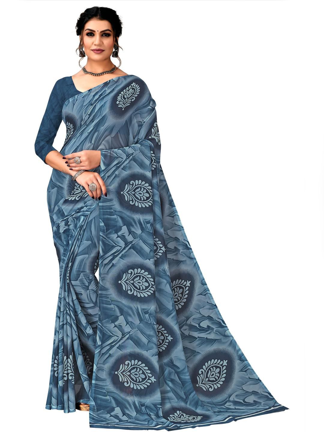 KANOODA Ethnic Motifs Printed Pure Georgette Saree-picture-27