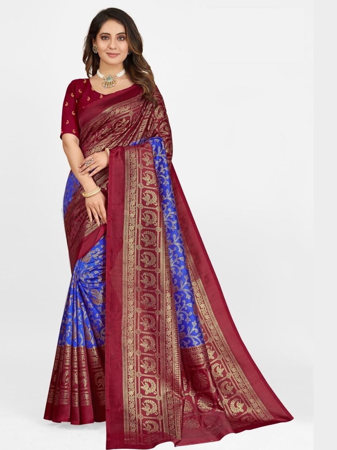 KANOODA Ethnic Motifs Woven Design Zari Mysore Silk Saree-picture-11