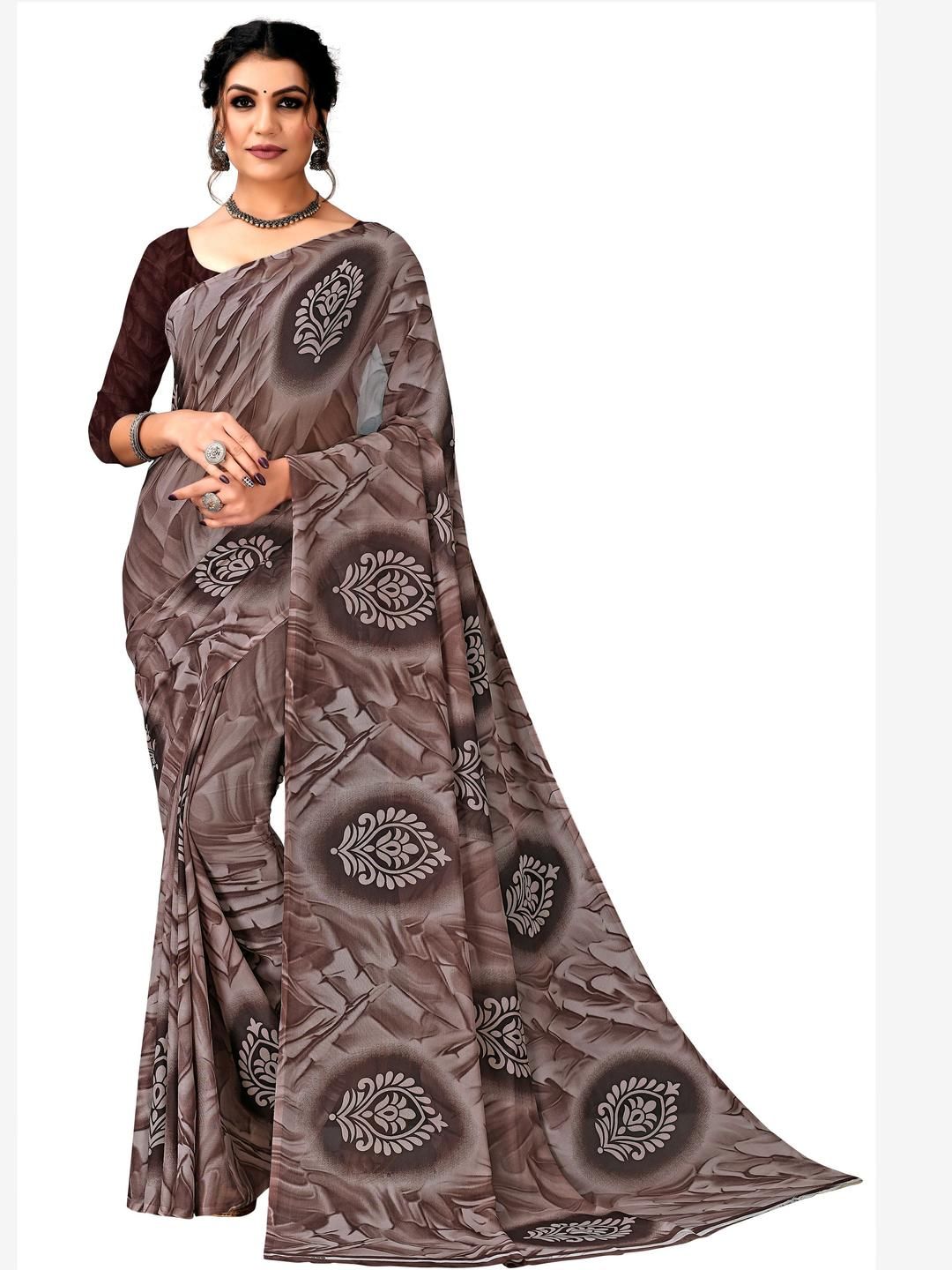 KANOODA Ethnic Motifs Printed Pure Georgette Sarees-picture-29
