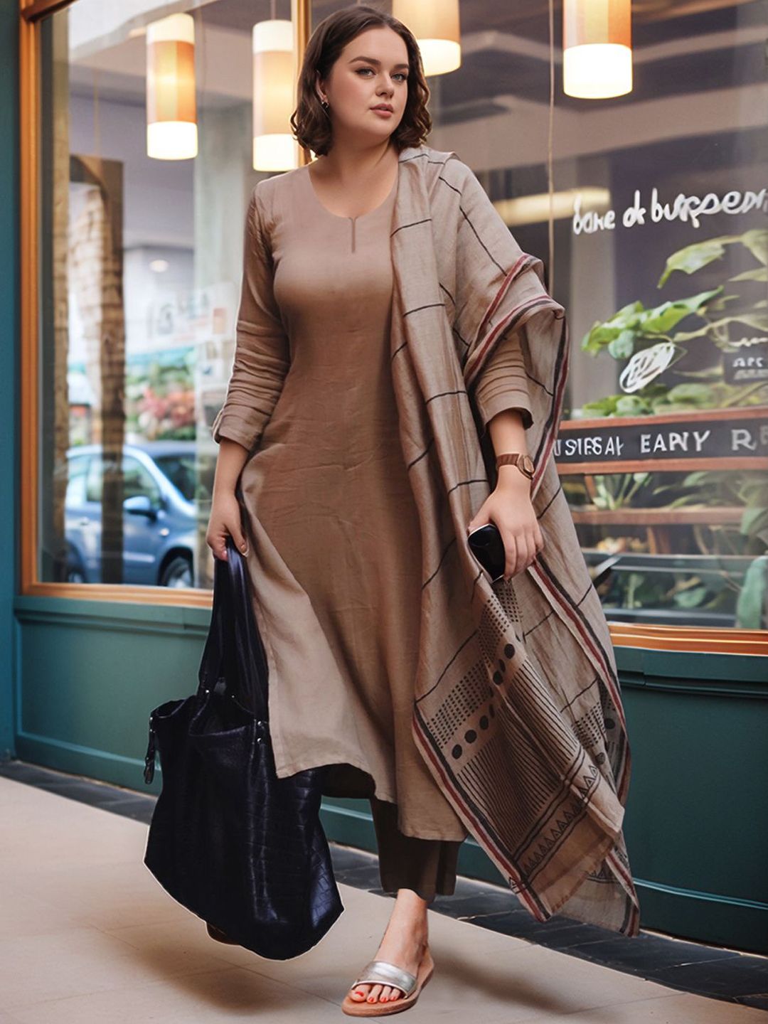 GoSriKi Women Solid Kurta with Trousers & Dupatta-picture-22