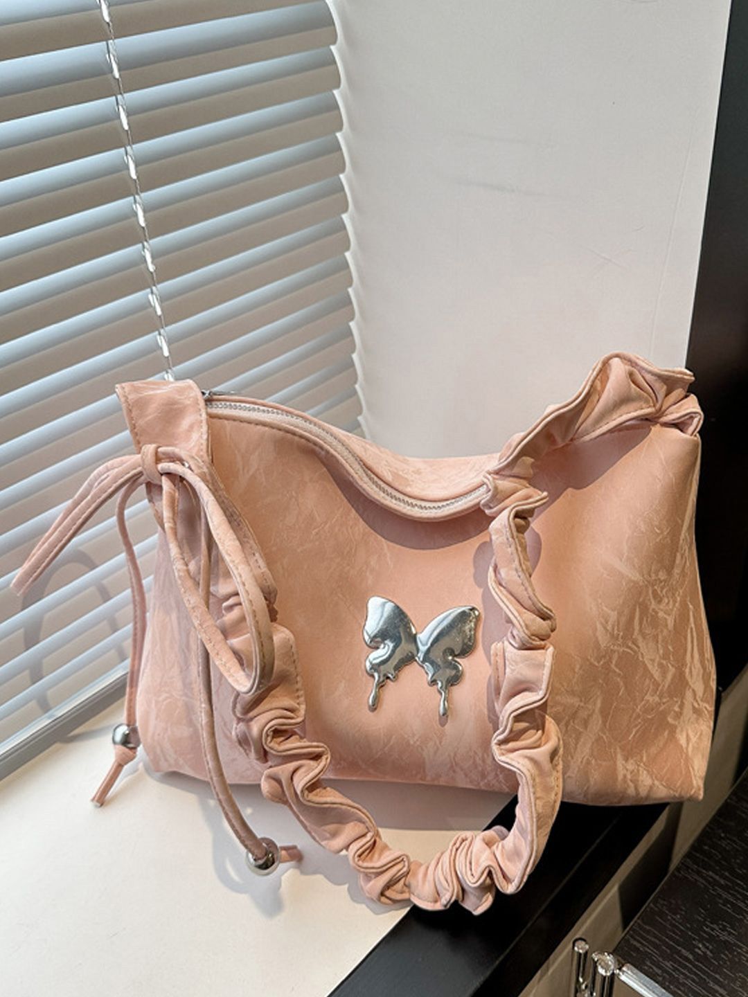 StyleCast Women Textured Oversized Structured Shoulder Bag with Embellished Detail-picture-30
