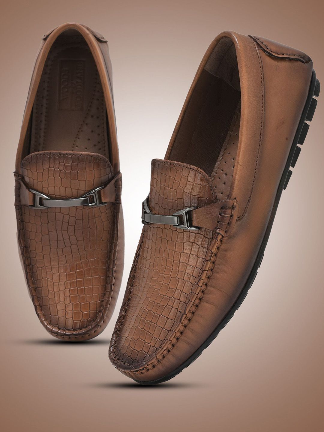 Woodland Men Textured Round Toe Slip-On Loafers-image-33