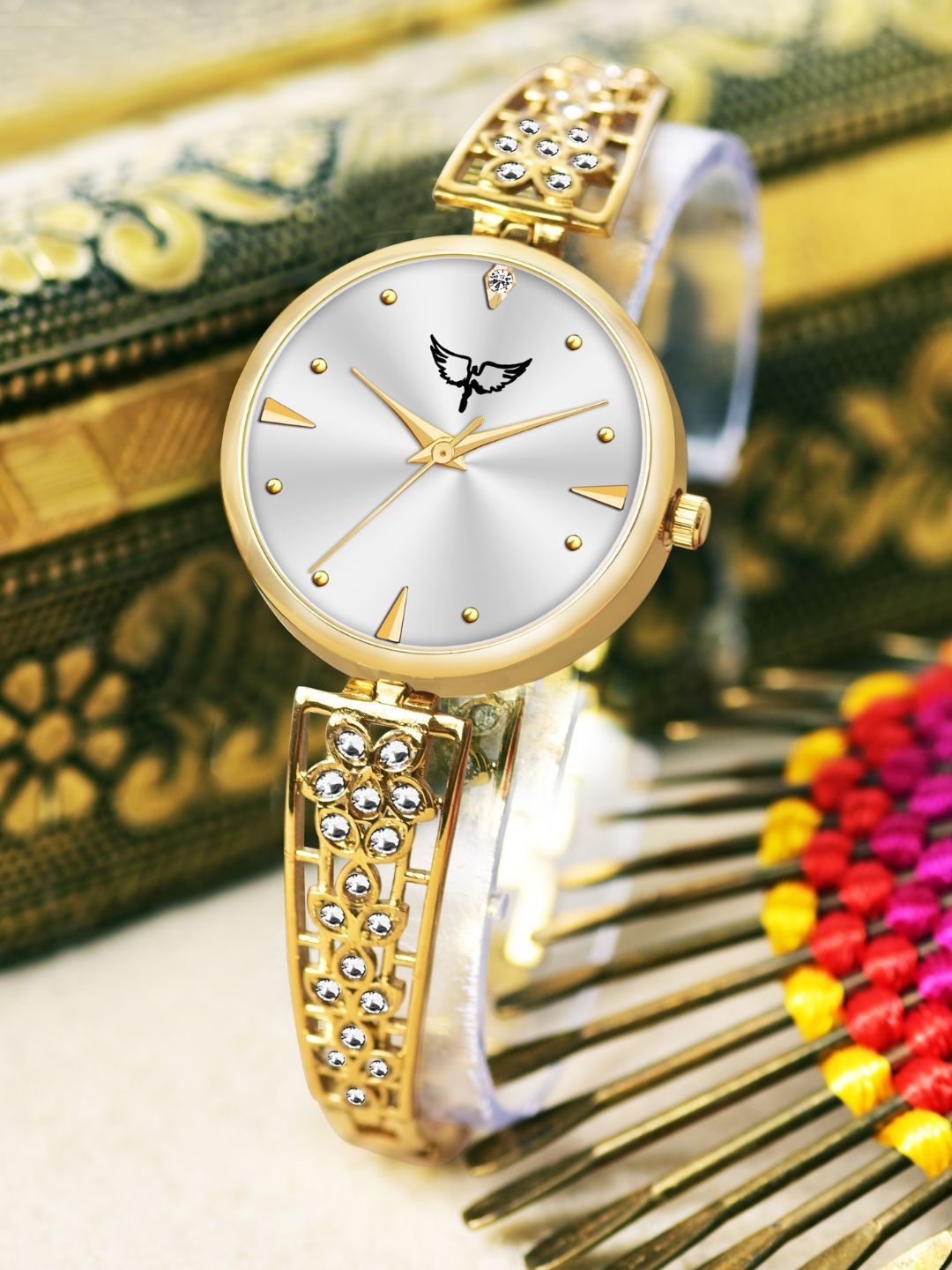 WHITE BIRD Women Brass Dial & Bracelet Style Straps Analogue Watch 6008 Gold-picture-34