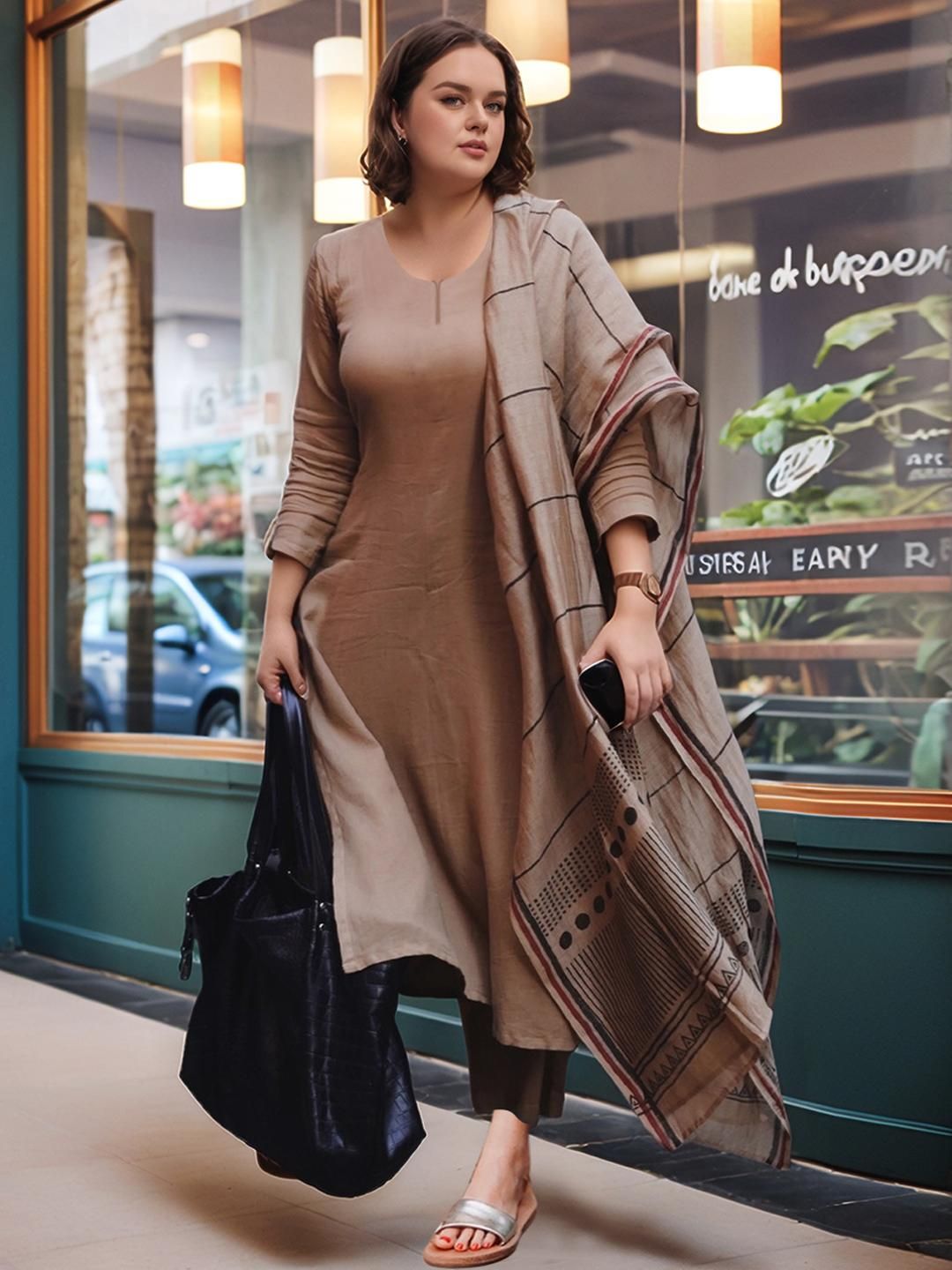 Aaghnya Women Solid Kurta with Trousers & With Dupatta-picture-10