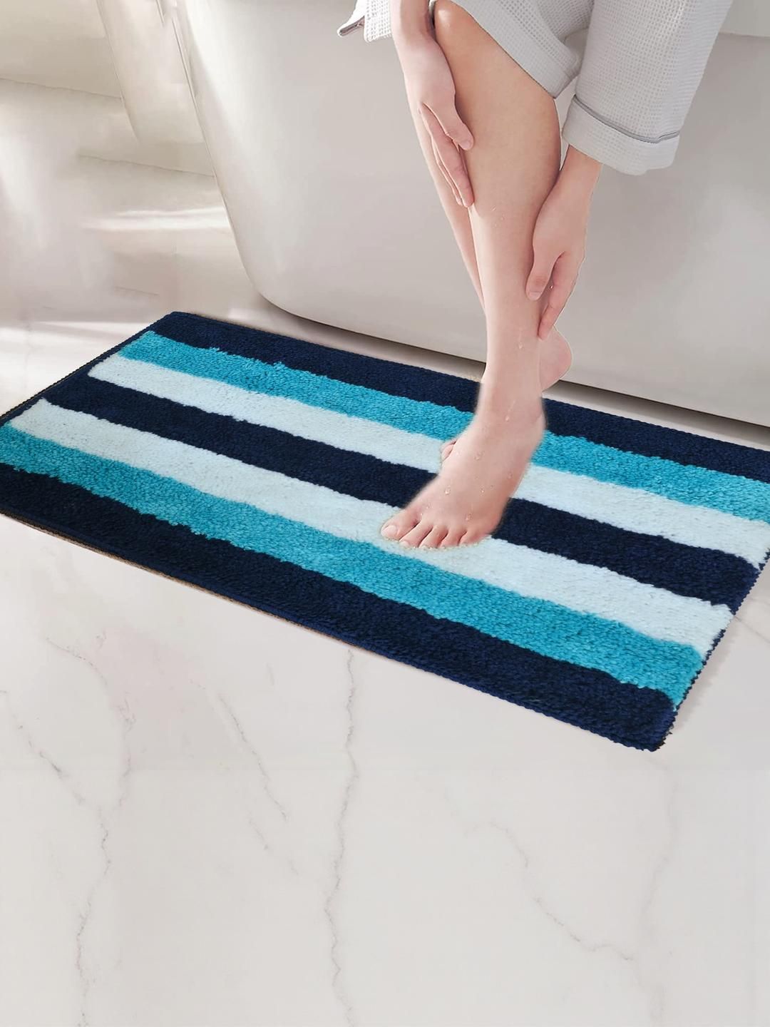 CROWN MATTINGS Turquoise Blue 1400 GSM Microfibre Bath Rugs-image-44