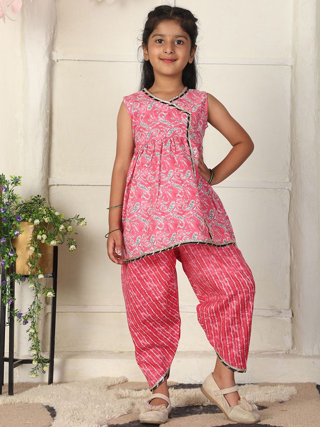 Cutiekins Girls Ethnic Motifs Printed A-Line Kurta with Dhoti Pant-picture-57