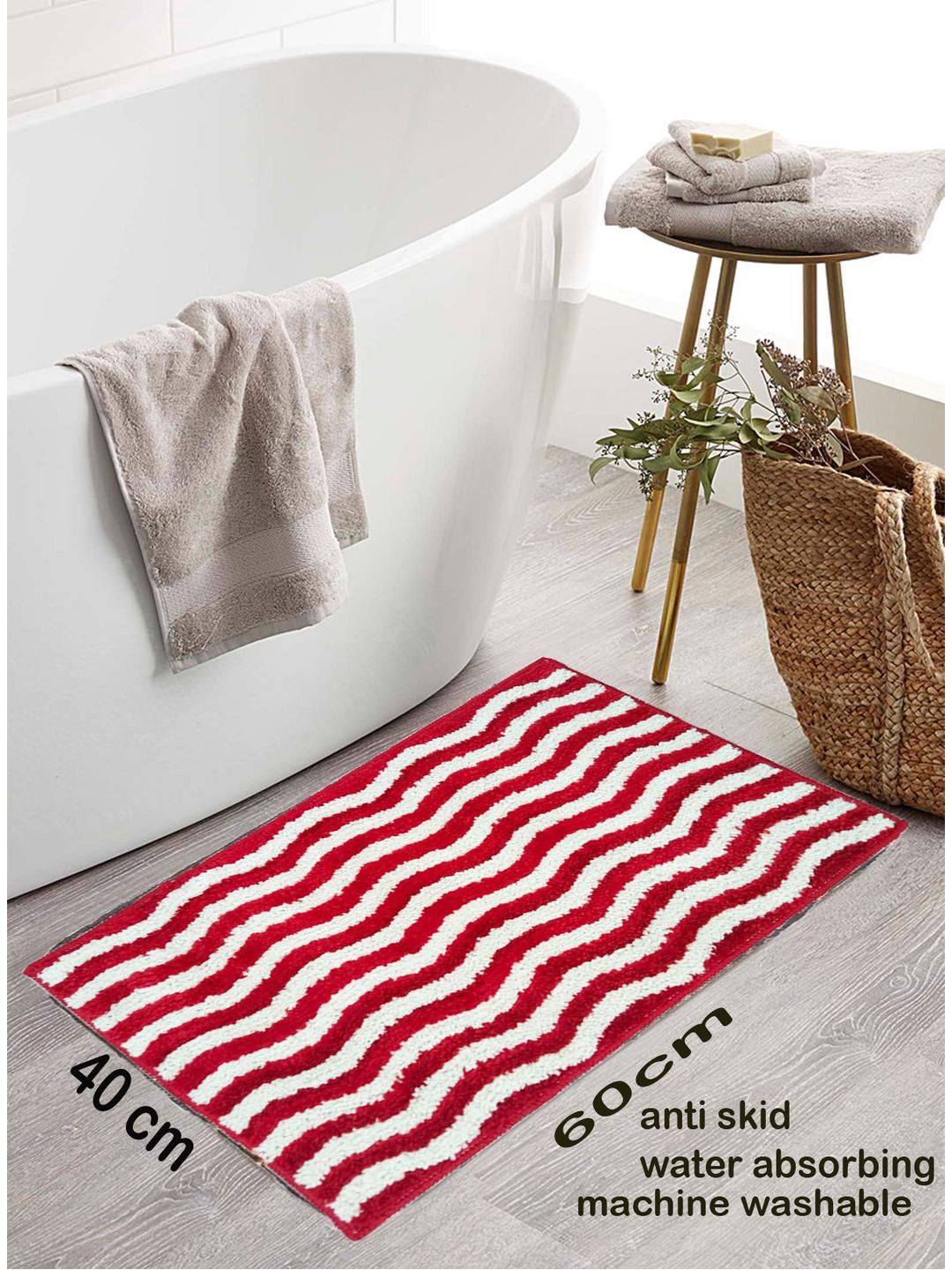CROWN MATTINGS Red 1400 GSM Microfibre Bath Rugs-picture-13