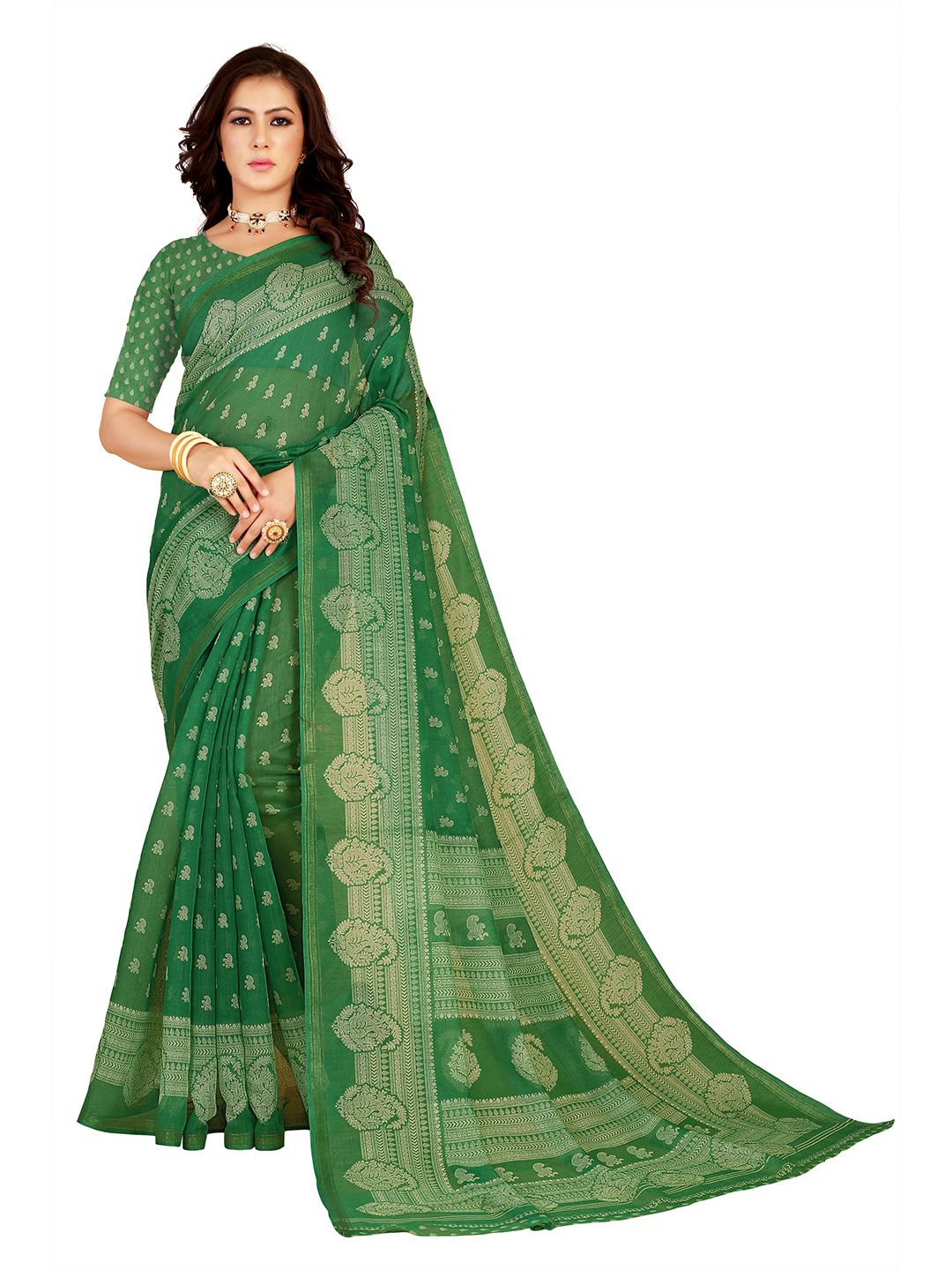 KANOODA Ethnic Motifs Printed Chanderi Saree-picture-16