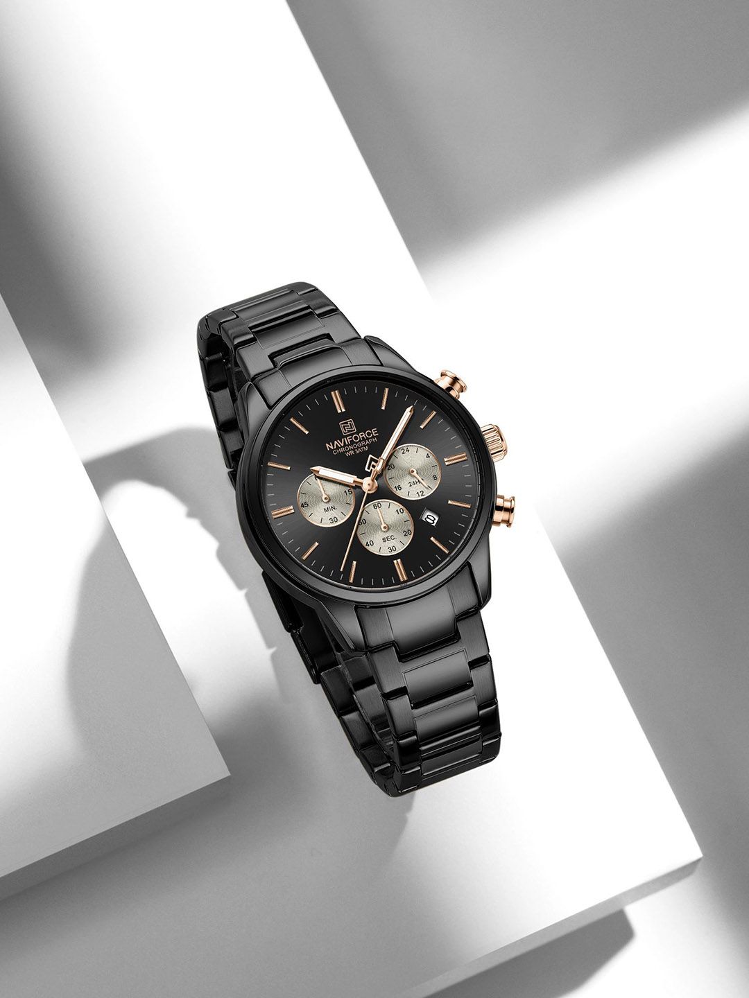 Naviforce Men Stainless Steel Bracelet Style Analogue Chronograph Watch NF8076_B RG B-image-10