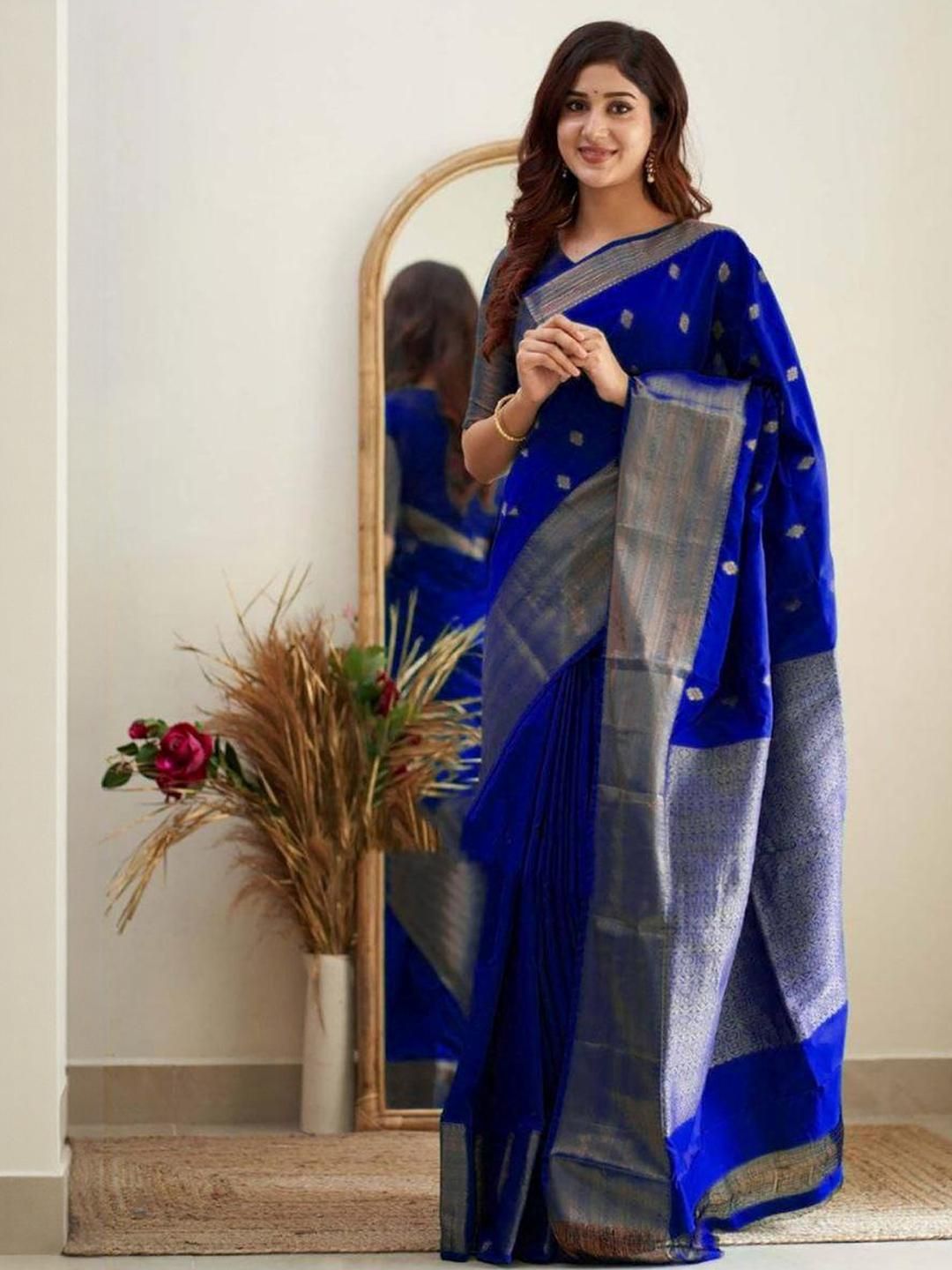 Sita Blue Silk Blend Woven Design Sarees-picture-25