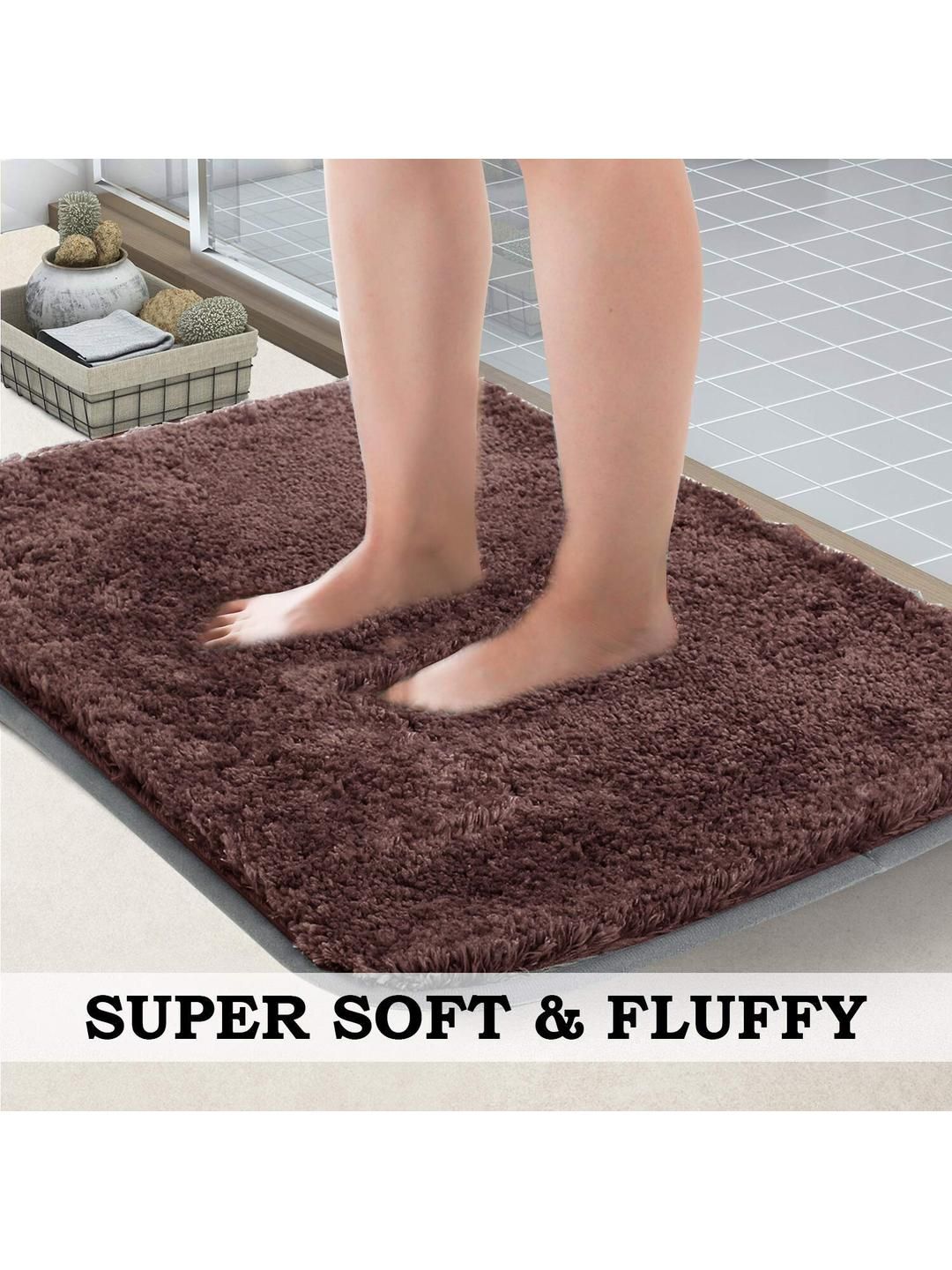 CROWN MATTINGS Brown 1400 GSM Microfibre Bath Rugs-picture-24