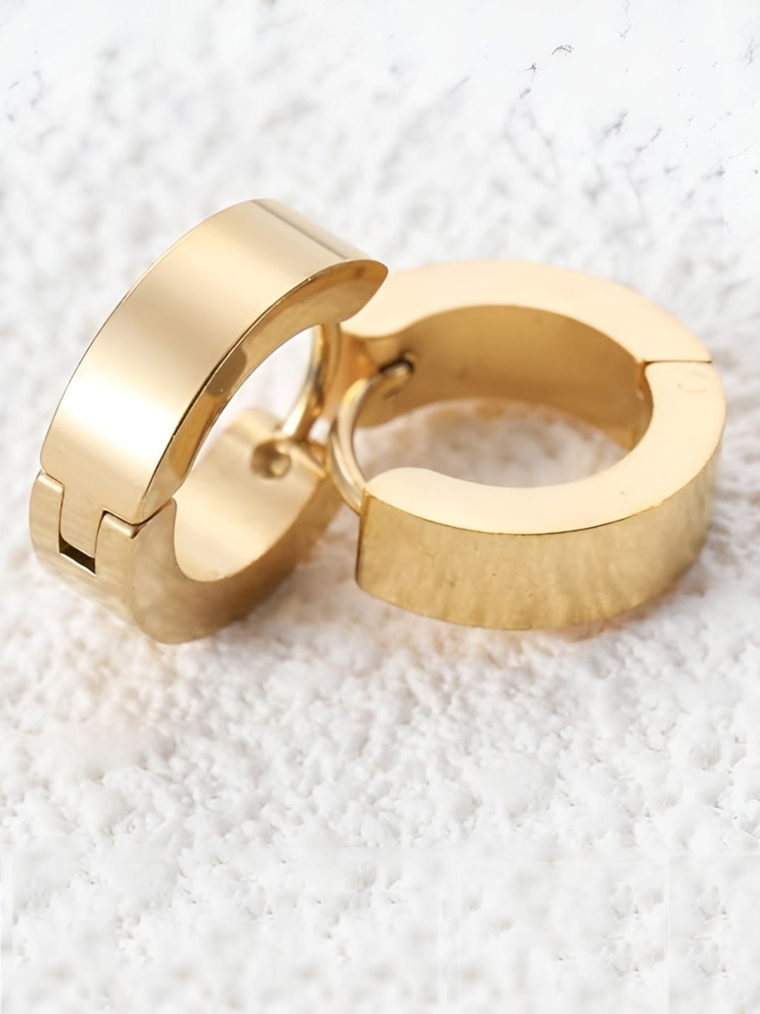 Young & Forever Unisex Stainless Steel Gold-Plated Circular Shaped Hoop Earrings-image-43