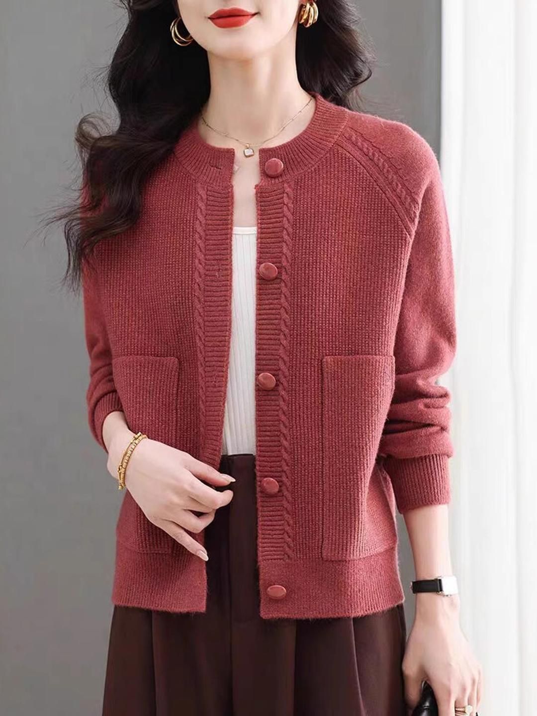 DressBerry Women Cotton Long Sleeves Front-Open Sweater-picture-49