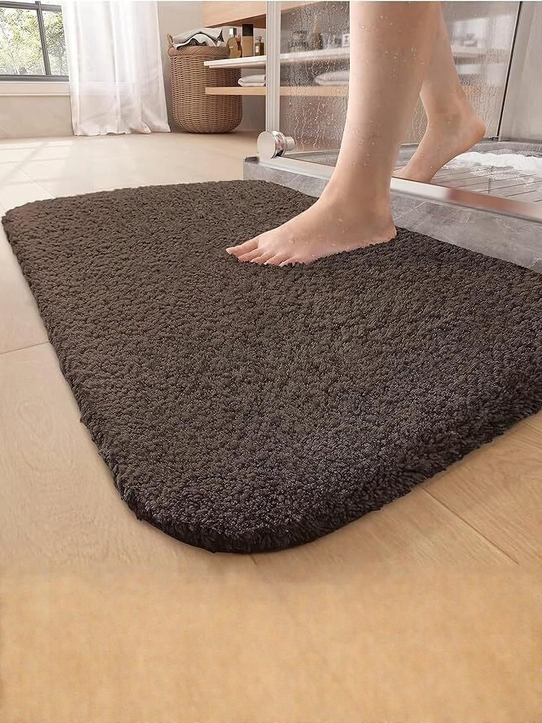 CROWN MATTINGS Brown 1400 GSM Microfibre Bath Rugs-picture-38