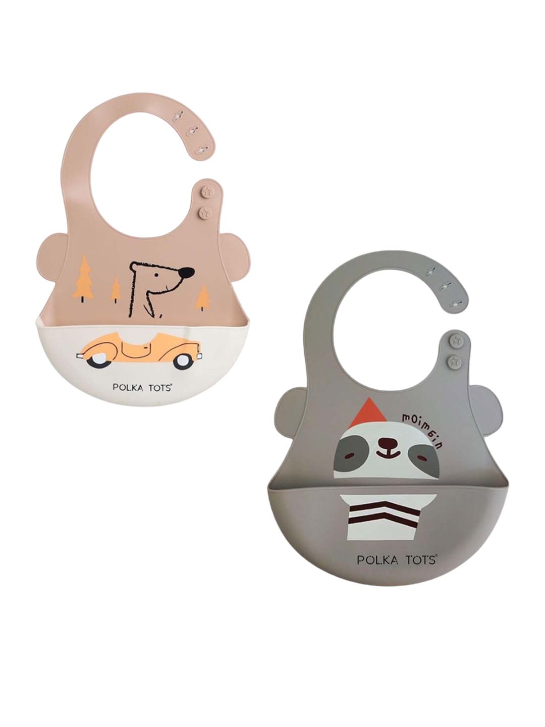 Polka Tots Infants Pack Of 2 Printed Waterproof Bibs With Adjustable Snap Buttons-picture-17