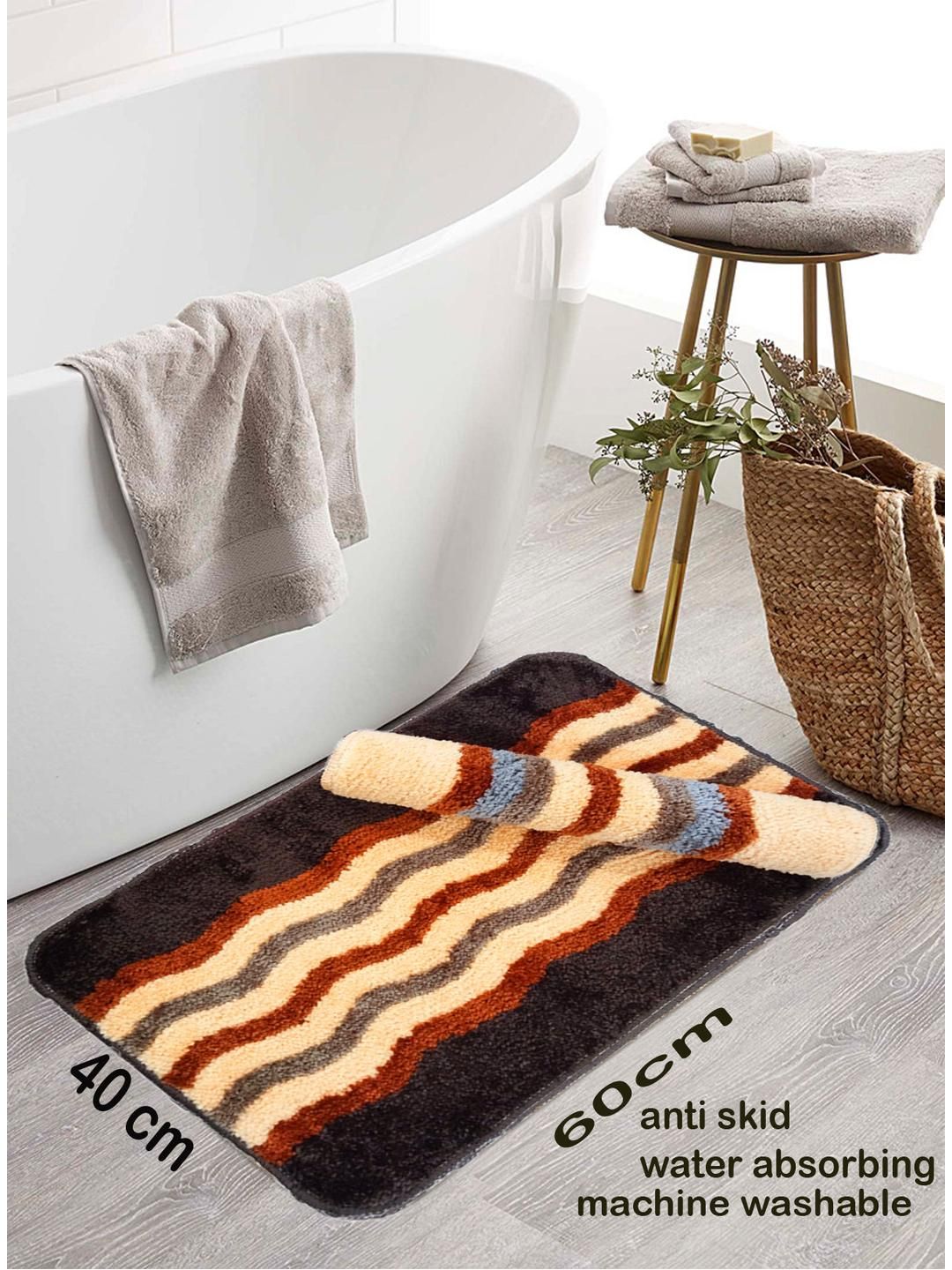 CROWN MATTINGS Brown 1400 GSM Microfibre Bath Rugs-picture-11
