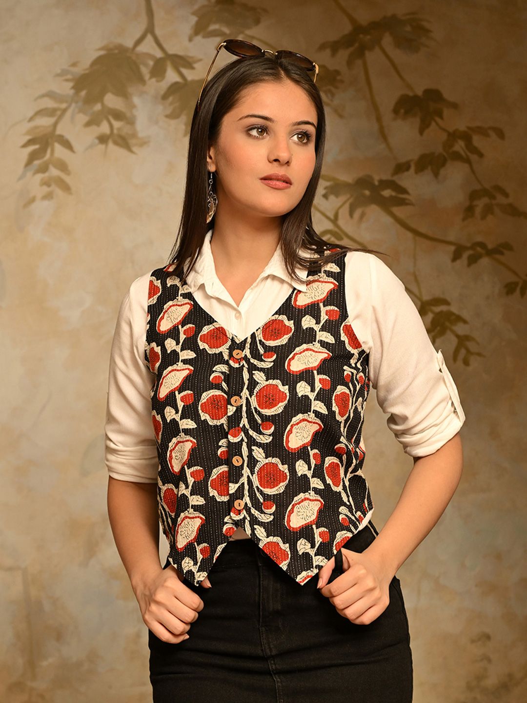 DECKEDUP Women Printed Cotton Waistcoat top-picture-19