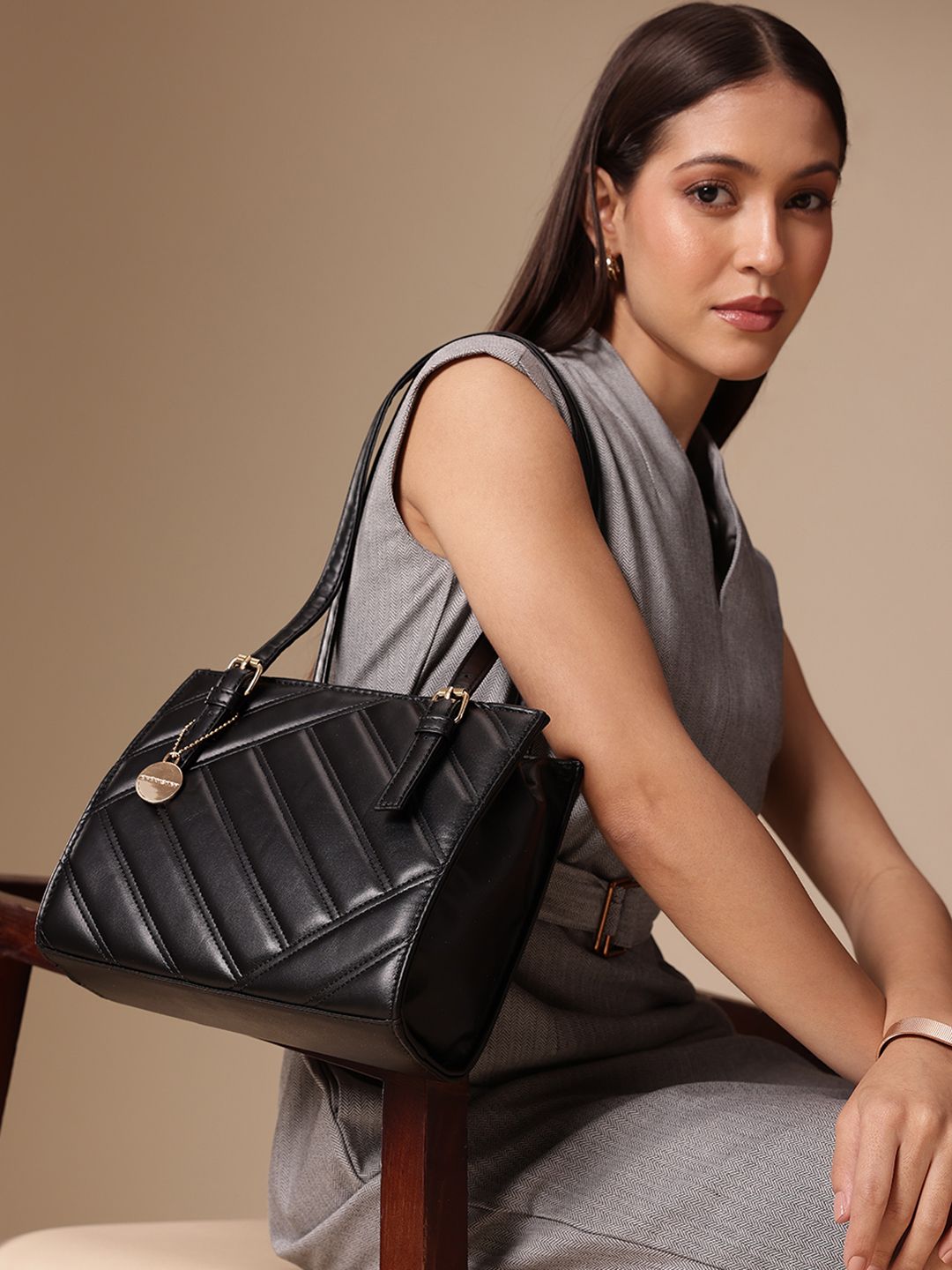 Chemistry Quilted Structured Shoulder Bag-image-5
